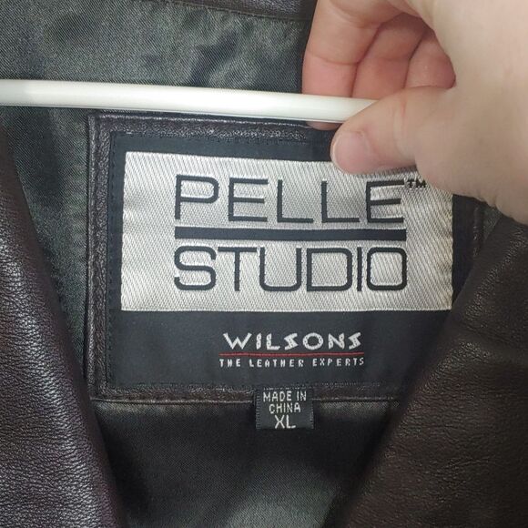 VTG Wilson's Leather Jacket Pelle Studio Dark Brown Long Coat Women's Size XL - Picture 2 of 8